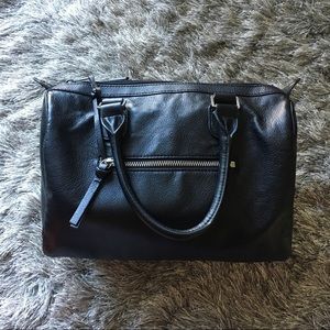 Black Faux Leather Classic Handbag